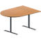 Schäfer Shop Genius Mesa de reuniones MODENA FLEX, ajustable en altura, forma semicircular, pata en T de tubo redondo, An 1400 x P 1000 mm, acabado en haya