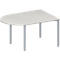 Schäfer Shop Genius Mesa de reuniones MODENA FLEX, ajustable en altura, forma semiovalada, 4 patas de tubo redondo, An 1400 x P 1000 mm, gris luminoso