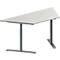 Schäfer Shop Genius Mesa de reuniones MODENA FLEX, ajustable en altura, forma trapecial, pata en T de tubo redondo, An 1600 x P 800 mm, gris luminoso