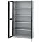 Schäfer Shop Genius metalen materiaalkast FS, met kijkvenster, ventilatiegaten, B 1055 x D 520 x H 1950 mm, 5 OH, tot 500 kg, blank alu.kleurig/antraciet