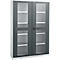 Schäfer Shop Genius metalen materiaalkast FS, met kijkvenster, ventilatiegaten, B 1343 x D 520 x H 1950 mm, 5 OH, tot 750 kg, blank alu.kleurig/antraciet