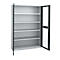 Schäfer Shop Genius metalen materiaalkast FS, met kijkvenster, ventilatiegaten, B 1343 x D 520 x H 1950 mm, 5 OH, tot 750 kg, blank alu.kleurig/antraciet