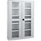Schäfer Shop Genius metalen materiaalkast FS, met kijkvenster, ventilatiegaten, B 1343 x D 520 x H 1950 mm, 5 OH, tot 750 kg, blank alu.kleurig/blank alu.kleurig