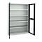 Schäfer Shop Genius metalen materiaalkast FS, met kijkvenster, ventilatiegaten, B 1343 x D 520 x H 1950 mm, 5 OH, tot 750 kg, lichtgrijs/antraciet