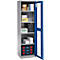 Schäfer Shop Genius metalen materiaalkast FS, met kijkvenster, ventilatiegaten, B 545 x D 520 x H 1950 mm, 5 OH, tot 250 kg, blank.alu kleurig/gentiaanblauw