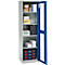 Schäfer Shop Genius metalen materiaalkast FS, met kijkvenster, ventilatiegaten, B 545 x D 520 x H 1950 mm, 5 OH, tot 250 kg, lichtgrijs/gentiaanblauw