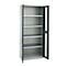 Schäfer Shop Genius metalen materiaalkast FS, met kijkvenster, ventilatiegaten, B 810 x D 520 x H 1950 mm, 5 OH, tot 300 kg, lichtgrijs/antraciet