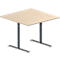 Schäfer Shop Genius MODENA FLEX aanbouwtafel, in hoogte verstelbaar, vierkant, T-voet ronde buis, B 1000 x D 1000 mm, ahorndecor 