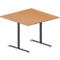 Schäfer Shop Genius MODENA FLEX aanbouwtafel, in hoogte verstelbaar, vierkant, T-voet ronde buis, B 1000 x D 1000 mm, beukendecor 