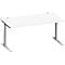 Schäfer Shop Genius MODENA FLEX bureau, C-voet rechthoekige buis, B 1600 x D 800 mm, wit/wit aluminium