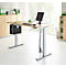 Schäfer Shop Genius MODENA FLEX escritorio, regulable en altura eléctricamente, rectangular, pie en T, ancho 1600 x fondo 800 mm, arce/aluminio blanco