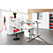 Schäfer Shop Genius MODENA FLEX escritorio, regulable en altura eléctricamente, rectangular, T-Fu, ancho 1600 x fondo 800 mm, gris claro/blanco + panel de memoria 