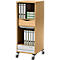 Schäfer Shop Genius Multimobil, B 450 x T 500 x H 1220 mm, Kunststoffrollladen, mit Rollen, abschliessbar, Buche