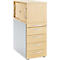 Two-tone office cabinet with cupboard and drawers. Cupboard is light, drawers and base are wood look.