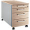 Schäfer Shop Genius Rollcontainer 1233, Griffe eckig, B 435 x H 577 mm, weissalu/Eiche-Dekor