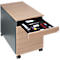 Schäfer Shop Genius Rollcontainer 126, 1 Schublade, 1 Utensilienauszug, 1 Hängeregistraturauszug, Zentralverschluss, seitliche Griffnut, B 435 x T 765 x H 577 mm, anthrazit/Eiche-Dekor