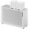 Witte rolcontainer met transparante plastic lade-opzetstukken.