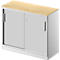 Schäfer Shop Genius Schiebetürenschrank TETRIS SOLID, 2 OH, B 1000 mm, inkl. 19 mm Abdeckplatte, Ahorn-Dekor/weißalu