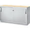 Schäfer Shop Genius Schiebetürenschrank TETRIS SOLID, 2 OH, B 1200 x H 818 mm, Mitteltrennwand, 19 mm Abdeckplatte, Ahorn/weißalu 