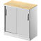 Schäfer Shop Genius Schiebetürenschrank TETRIS SOLID, 2 OH, B 800 mm, inkl. 19 mm Abdeckplatte, Ahorn-Dekor/weißalu