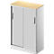 Schäfer Shop Genius Schiebetürenschrank TETRIS SOLID, 3 OH, 2 Fachböden, B 800 mm, 19 mm Abdeckplatte, Ahorn-Dekor/weißalu