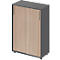 Schäfer Shop Genius Schiebetürenschrank TETRIS WOOD, 3 OH, B 800 mm, Höhe inkl. Gleiter, graphit/Eiche