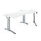 Schäfer Shop Genius Schreibtisch 135° Planova Ergostyle , Ansatz rechts, man. höheneinstellbar, B 2165 x T 800 mm , weiß/weißalu