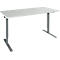 Schäfer Shop Genius Schreibtisch AERO FLEX, elektrisch höhenverstellbar, Rechteck, T-Fuß, B 1200 mm, lichtgrau/anthrazit + Memorypanel