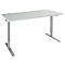 Schäfer Shop Genius Schreibtisch AERO FLEX, elektrisch höhenverstellbar, Rechteck, T-Fuß, B 1200 mm, lichtgrau/weißalu