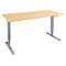 Schäfer Shop Genius Schreibtisch AERO FLEX, elektrisch höhenverstellbar, Rechteck, T-Fuß, B 1200 x T 800 x H 620-1280 mm, Ahorn/weißalu