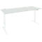 Schäfer Shop Genius Schreibtisch AERO FLEX, elektrisch höhenverstellbar, Rechteck, T-Fuß, B 1600 mm, lichtgrau/weißalu + Memorypanel
