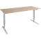Schäfer Shop Genius Schreibtisch AERO FLEX, elektrisch höhenverstellbar, Rechteck, T-Fuß, B 1600 x T 800 x H 620-1280 mm, Eiche/weißalu + Memorypanel