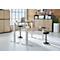 Schäfer Shop Genius Schreibtisch AERO FLEX, elektrisch höhenverstellbar, Rechteck, T-Fuß, B 1600 x T 800 x H 620-1280 mm, Eiche/weißalu + Memorypanel
