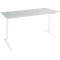 Schäfer Shop Genius Schreibtisch AERO FLEX, elektrisch höhenverstellbar, Rechteck, T-Fuß, B 1800 mm, lichtgrau/weißalu + Memorypanel
