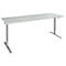 Schäfer Shop Genius Schreibtisch AERO FLEX, elektrisch höhenverstellbar, Rechteck, T-Fuß, B 2000 mm, lichtgrau/weißalu