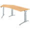 Schäfer Shop Genius Schreibtisch ERGOSTYLE S, 135°, C-Fuß Gestell, Ansatz links, manuell höhenverstellbar, melaminharzbeschichtet, B 2165 x T 800 x H 675-895 mm, Buche/weißaluminium