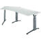 Schäfer Shop Genius Schreibtisch ERGOSTYLE S, 135°, C-Fuß Gestell, Ansatz links, manuell höhenverstellbar, melaminharzbeschichtet, B 2165 x T 800 x H 675-895 mm, lichtgrau/anthrazit