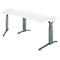 Schäfer Shop Genius Schreibtisch ERGOSTYLE S, 135°, C-Fuß Gestell, Ansatz links, manuell höhenverstellbar, melaminharzbeschichtet, B 2165 x T 800 x H 675-895 mm, weiß/anthrazit