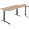 Schäfer Shop Genius Schreibtisch ERGOSTYLE S, 135°, C-Fuß Gestell, Ansatz rechts, manuell höhenverstellbar, melaminharzbeschichtet, B 2165 x T 800 x H 675-895 mm, Eiche/anthrazit