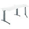 Schäfer Shop Genius Schreibtisch ERGOSTYLE S, 135°, C-Fuß Gestell, Ansatz rechts, manuell höhenverstellbar, melaminharzbeschichtet, B 2165 x T 800 x H 675-895 mm, weiß/anthrazit+
