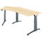 Schäfer Shop Genius Schreibtisch ERGOSTYLE S, 135°, einstufig, elektrisch höhenverstellbar, Ansatz links, C-Fuß, B 2165 x T 800 x H 715-1182 mm, inkl. Memory Master, Ahorn/anthrazit
