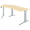 Schäfer Shop Genius Schreibtisch ERGOSTYLE S, 135°, einstufig, elektrisch höhenverstellbar, Ansatz links, C-Fuß, B 2165 x T 800 x H 715-1182 mm, inkl. Memory Master, Ahorn/weißaluminium
