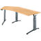 Schäfer Shop Genius Schreibtisch ERGOSTYLE S, 135°, einstufig, elektrisch höhenverstellbar, Ansatz links, C-Fuß, B 2165 x T 800 x H 715-1182 mm, inkl. Memory Master, Buche/anthrazit
