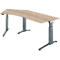 Schäfer Shop Genius Schreibtisch ERGOSTYLE S, 135°, einstufig, elektrisch höhenverstellbar, Ansatz links, C-Fuß, B 2165 x T 800 x H 715-1182 mm, inkl. Memory Master, Eiche/anthrazit
