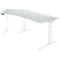 Schäfer Shop Genius Schreibtisch ERGOSTYLE S, 135°, einstufig, elektrisch höhenverstellbar, Ansatz links, C-Fuß, B 2165 x T 800 x H 715-1182 mm, inkl. Memory Master, lichtgrau/weiß