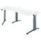 Schäfer Shop Genius Schreibtisch ERGOSTYLE S, 135°, einstufig, elektrisch höhenverstellbar, Ansatz links, C-Fuß, B 2165 x T 800 x H 715-1182 mm, inkl. Memory Master, weiß/anthrazit