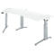 Schäfer Shop Genius Schreibtisch ERGOSTYLE S, 135°, einstufig, elektrisch höhenverstellbar, Ansatz links, C-Fuß, B 2165 x T 800 x H 715-1182 mm, inkl. Memory Master, weißaluminium/weiß