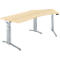 Schäfer Shop Genius Schreibtisch ERGOSTYLE S, 135°, einstufig, elektrisch höhenverstellbar, Ansatz rechts, C-Fuß, B 2165 x T 800 x H 715-1182 mm, inkl. Memory Master, Ahorn/weißaluminium