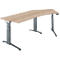 Schäfer Shop Genius Schreibtisch ERGOSTYLE S, 135°, einstufig, elektrisch höhenverstellbar, Ansatz rechts, C-Fuß, B 2165 x T 800 x H 715-1182 mm, inkl. Memory Master, Eiche/anthrazit