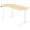 Schäfer Shop Genius Schreibtisch ERGOSTYLE S, 135°, elektrisch höhenverstellbar, Ansatz links, zweistufig, C-Fuß, B 2165 x T 800 x H 645-1305 mm, inkl. Memory Master, Ahorn/weiß